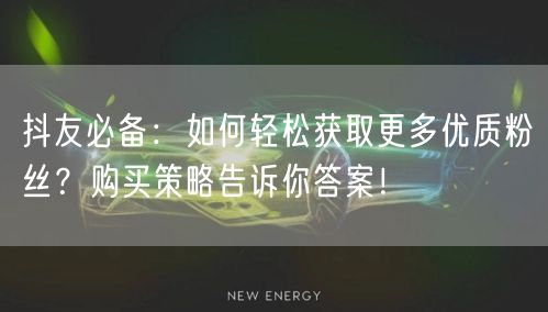 抖友必备：如何轻松获取更多优质粉丝？购买策略告诉你答案！