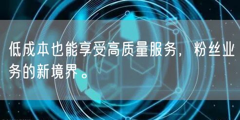 低成本也能享受高质量服务，粉丝业务的新境界。