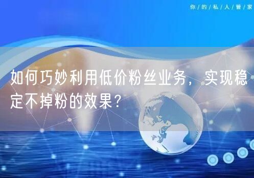 如何巧妙利用低价粉丝业务，实现稳定不掉粉的效果？