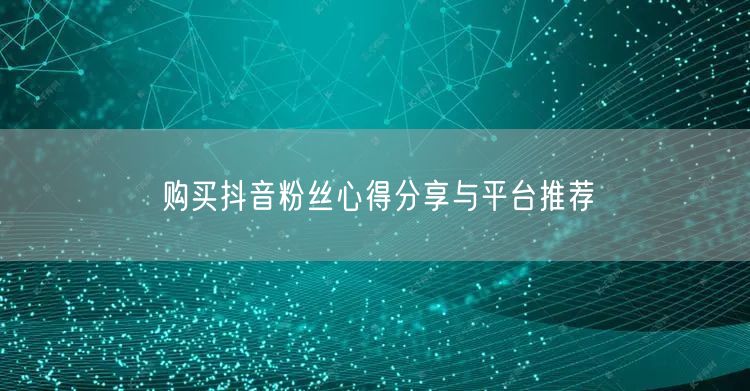 购买抖音粉丝心得分享与平台推荐