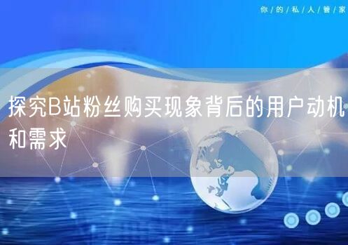 探究B站粉丝购买现象背后的用户动机和需求