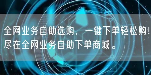 全网业务自助选购，一键下单轻松购！尽在全网业务自助下单商城。