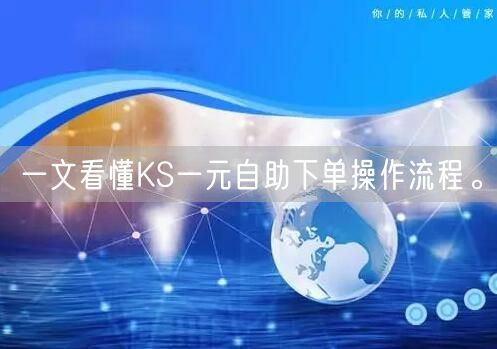 一文看懂KS一元自助下单操作流程。