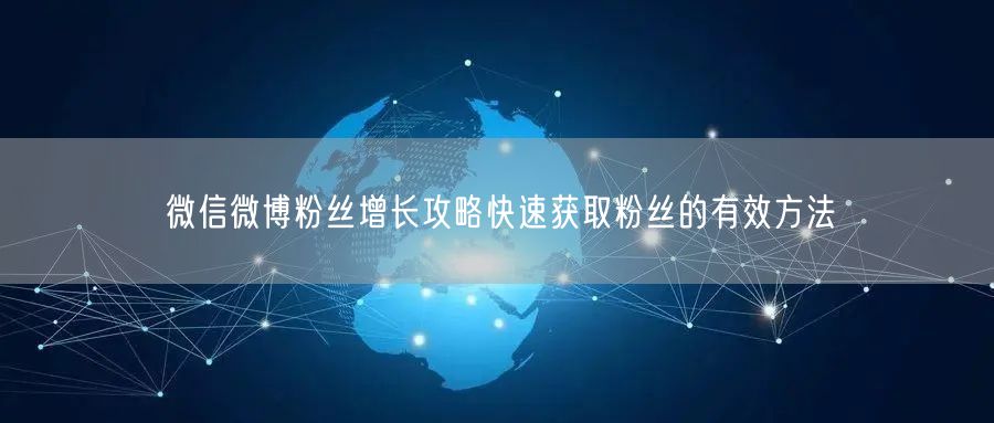 微信微博粉丝增长攻略快速获取粉丝的有效方法