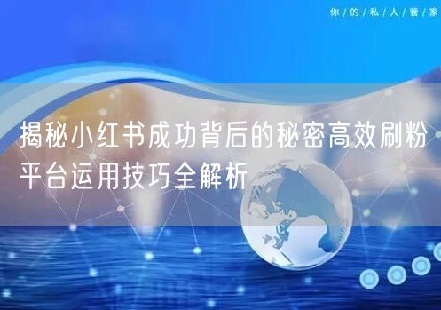 揭秘小红书成功背后的秘密高效刷粉平台运用技巧全解析