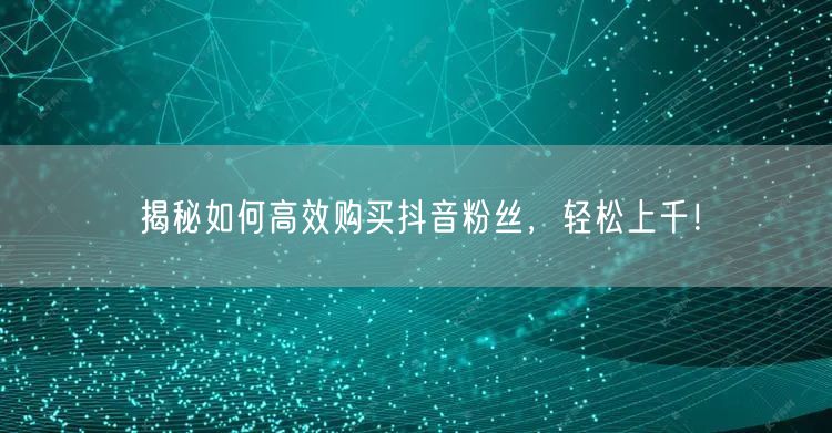 揭秘如何高效购买抖音粉丝，轻松上千！