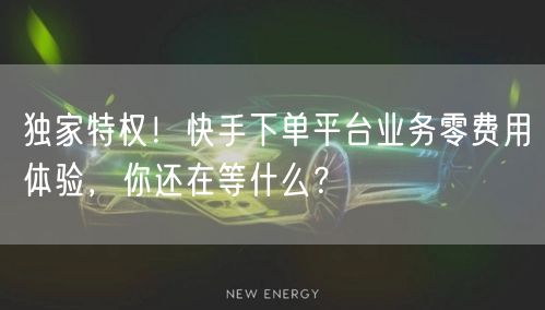 独家特权！快手下单平台业务零费用体验，你还在等什么？
