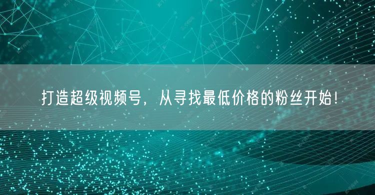 打造超级视频号，从寻找最低价格的粉丝开始！